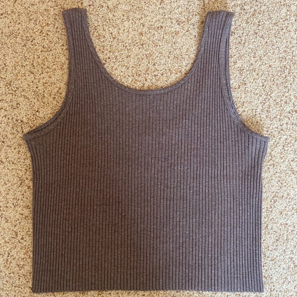 Hackwith Design House Light Brown Ribbed Tank, Size Medium - Picture 3 of 6